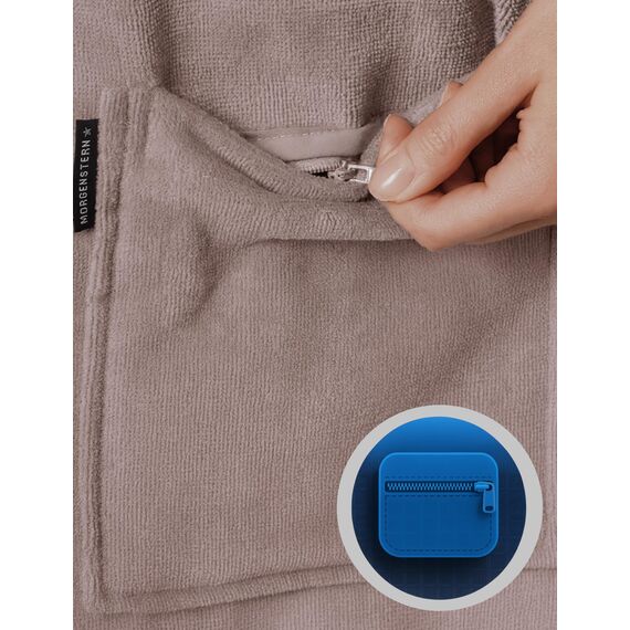 Morgenstern Saunakilt Damen Saunahandtuch mit Knopf und Tasche 100% Baumwolle Frottee Oeko-TEX® 90 x 145 cm Handtuch mit Gummizug Katja Taupe