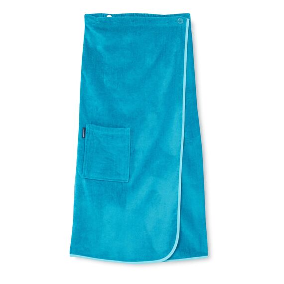 Morgenstern Saunakilt Damen Saunahandtuch mit Knopf und Tasche 100% Baumwolle Frottee Oeko-TEX® 90 x 145 cm Handtuch mit Gummizug Katja Petrol