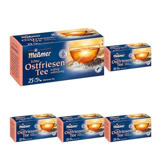 Meßmer Ostfriesen-Tee | 25 Teebeutel | Glutenfrei | Laktosefrei | Vegan (Packung mit 5)