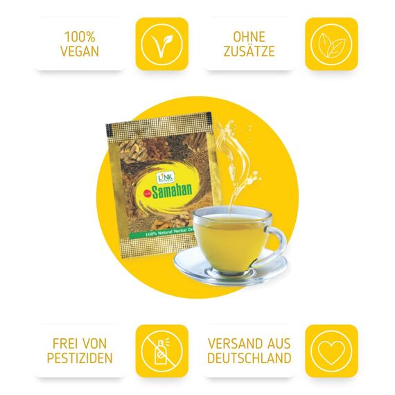 Link Natural Samahan Tee – Direktversand aus Deutschland – 100% Authentischer Ayurvedischer Kräutertee – 120 Beutel
