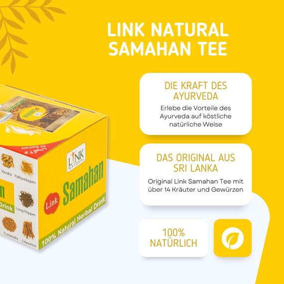 Link Natural Samahan Tee – Direktversand aus Deutschland – 100% Authentischer Ayurvedischer Kräutertee – 200 Beutel