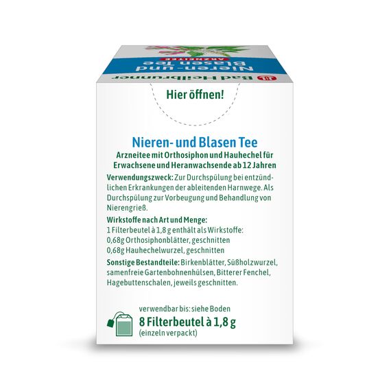 Bad Heilbrunner Nieren- & Blasen Tee - Arzneitee im Filterbeutel - Tassenfertig - Birkenblätter - bei bakteriellen & entzündlichen Erkrankungen der Harnwege (12 x 8 Filterbeutel)