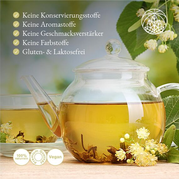 Lindenblütentee Monte Nativo (200g) - Linde schonend getrocknet - Lindenblüten 100% natürlich und ohne Zusatzstoffe - Aromatischer Kräutertee für einen köstlichen Aufguss