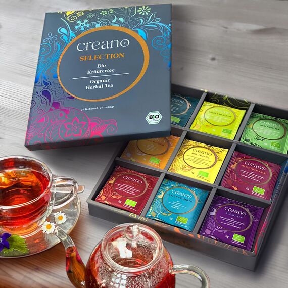 Creano Bio Kräutertee Geschenkset „ORGANIC HERBAL TEA“ - 27 Bio-Teebeutel in 9 unterschiedlichen Sorten - 54g - NEUHEIT*