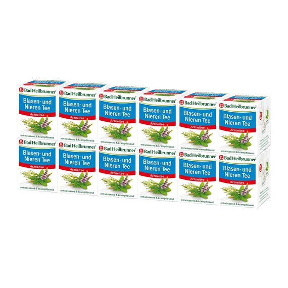 Bad Heilbrunner Nieren- & Blasen Tee - Arzneitee im Filterbeutel - Tassenfertig - Birkenblätter - bei bakteriellen & entzündlichen Erkrankungen der Harnwege (12 x 8 Filterbeutel)