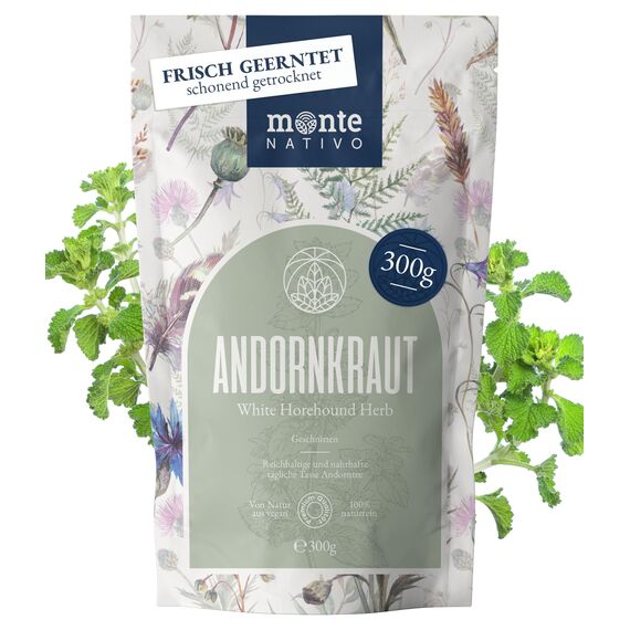 Andornkraut Kräutertee Monte Nativo (300g) – Sanft getrocknetes Andornkraut – Andorntee, aromatisch und 100% naturrein - Loser Blatttee – Marrubium vulgare - Erfrischende und gesunde Infusion