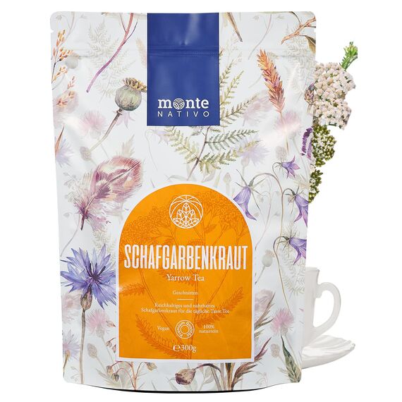 Schafgarbe Tee Monte Nativo (300g) - Schafgarbenkraut als Schafgarbentee schonend getrocknet - 100% natürlich und ohne Zusatzstoffe - Aromatischer Kräutertee für einen köstlichen Aufguss