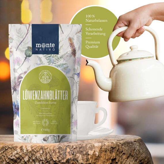 Löwenzahntee Monte Nativo (300g) - Löwenzahn Tee (Dandelion Tea) schonend getrocknet - 100% natürlich und ohne Zusatzstoffe - Aromatischer Kräutertee für einen köstlichen Aufguss
