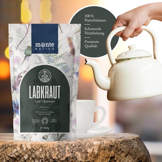 Labkraut Tee Monte Nativo (300g) - Echtes Labkraut schonend getrocknet - Tee lose 100% natürlich und ohne Zusatzstoffe - Aromatischer Kräutertee für einen köstlichen Aufguss