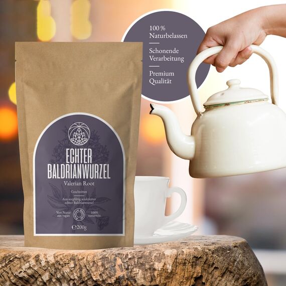 Baldrianwurzel Tee Monte Nativo (200g) – Baldrian Tee lose (Valerian Root) – 100% Natürlich & Schonend getrocknet aus echter Baldrianwurzel – Sanfter Kräutertee für die Zubereitung als Baldriantee