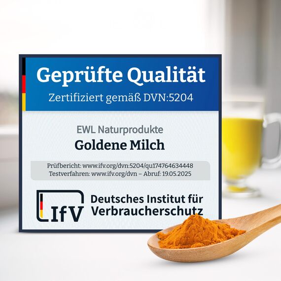 EWL Naturprodukte Bio Goldene Milch 300g,Golden Milk mit Kurkuma, Triphala, Ashwaganda, Ceylon Zimt, Ingwer, Ceylon Pfeffer, Kokosblütenzucker