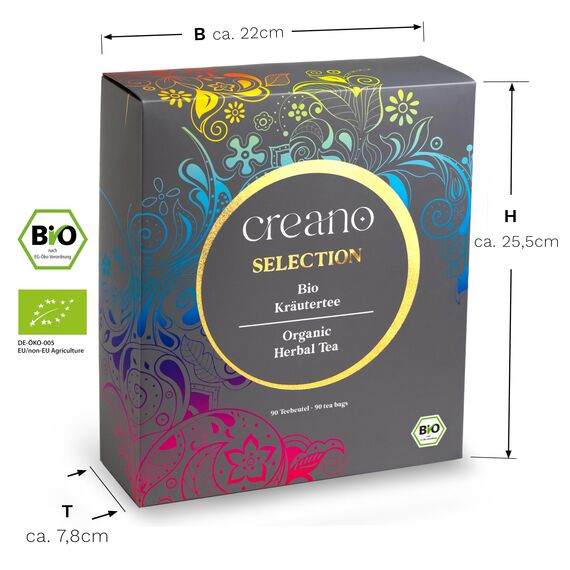 Creano Bio Kräutertee Geschenkset „ORGANIC HERBAL TEA“ - 90 Bio-Teebeutel in 9 unterschiedlichen Sorten - 180g*