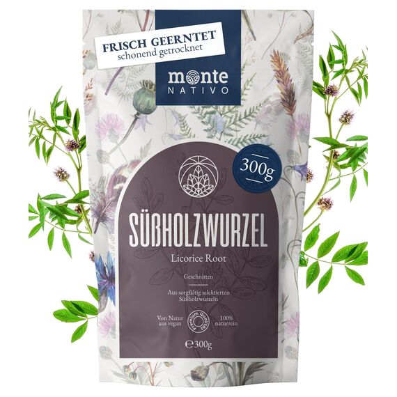 Süßholzwurzel Tee Monte Nativo (300g) - Süssholzwurzel Tee schonend getrocknet und geschnitten - Süßholz reich an natürlicher Süße und ohne Zusatzstoffe - Licorice root (Glycyrrhiza glabra)