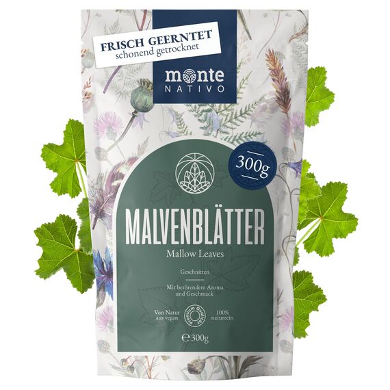 Malventee Monte Nativo (300g) - Malvenblätter schonend getrocknet - Malve Tee lose 100% natürlich und ohne Zusatzstoffe - Aromatischer Kräutertee für einen köstlichen Aufguss