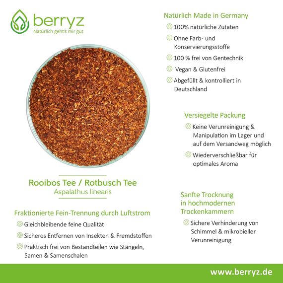 Rooibos Vanille Tee Rotbuschtee mit echten Vanillestückchen 150g | Samtig süßer Geschmack | Rotbusch Vanilla Kiss