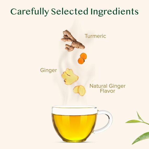 VAHDAM, Turmeric Ginger Kräutertee Beutel (30 Teebeutel) Koffeinfrei | Kurkuma & Gartenfrischen Gewürzen | Verpackt in Indien | Brühen Sie Heiß, Eis oder Kombucha Tee