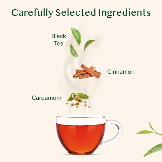 VAHDAM Süßer Zimt Masala Chai Tee | 100 Pyramidenteebeutel | Assam Schwarztee mit Zimt & Kardamom | Würziger Chai-Geschmack | Vakuumversiegelt für Frische