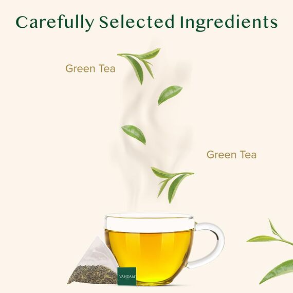 VAHDAM, Grüner Tee Von Himalaya (30 Pyramiden Teebeutel) 100% Reiner & Aromatischer | Natürliche Grüntee Loses Blatt | Frisch & Direkt Von Der Quelle In Indien | Heiß Oder Eisgekühlt Aufbrühen