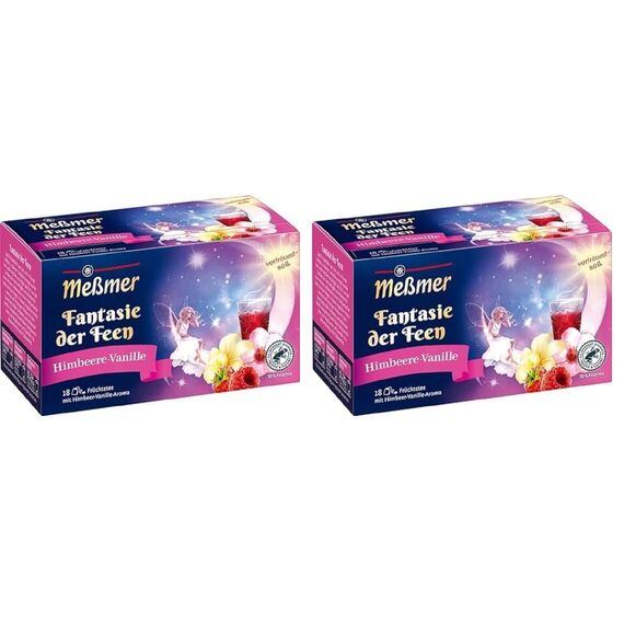 Meßmer Fantasie der Feen | Himbeere-Vanille | 18 Teebeutel | Vegan | Glutenfrei | Laktosefrei (Packung mit 2)