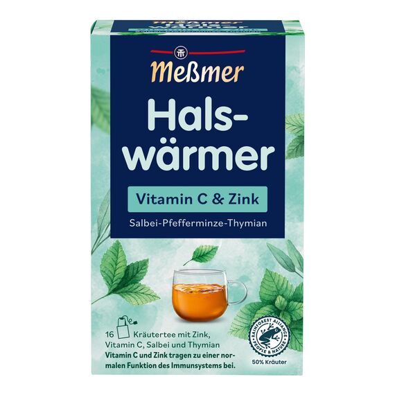 Meßmer Halswärmer | Vitamin C & Zink | 16 Teebeutel | Glutenfrei | Laktosefrei | Vegan