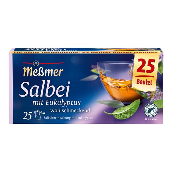 Meßmer Salbeimischung mit Eukalyptus | 25 Teebeutel | Vegan | Glutenfrei | Laktosefrei