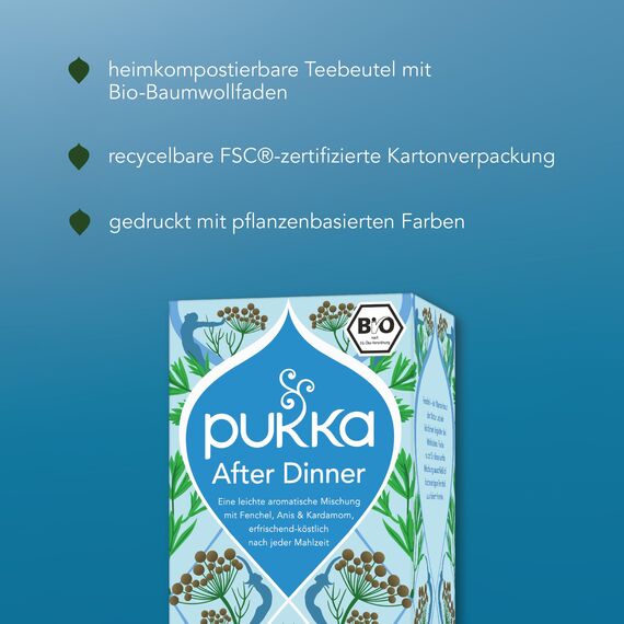 Pukka | Bio-Kräutertee „After Dinner“ | Anissamen, Fenchel, Kardamom und Kurkuma | Für dein inneres Strahlen | 1er Pack | 20 Teebeutel
