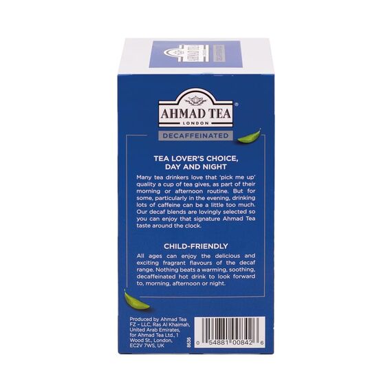 Ahmad Tea - Earl Grey ohne Koffein - Koffeinfreier Schwarztee mit Bergamotte - Einzeln Verpackte, Aromaversiegelte Teebeutel mit 2g Tee pro Portion - 20 Teebeutel mit Band (Packung mit 4)