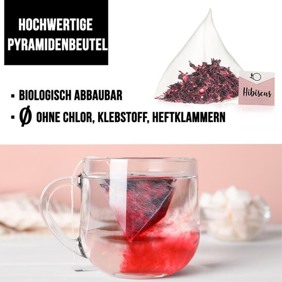 ORIGEENS HIBISKUSTEE BIO Premiumqualität - 50 Beutel | Bio Hibiskusblüten getrocknet für Tee, Früchtetee, Eistee, Karkade tee | Hibiskus Tee für Drainage Detox-Kur