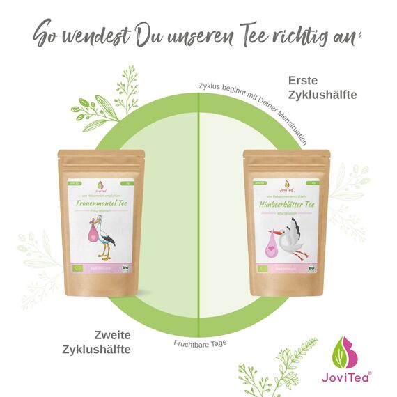JoviTea® Frauenmanteltee BIO, geeignet vor der Schwangerschaft, wird meist in der 2. Zyklushälfte getrunken, geerntet in Deutschland, 100% natürlich und ohne Zusatz von Zucker - 80g