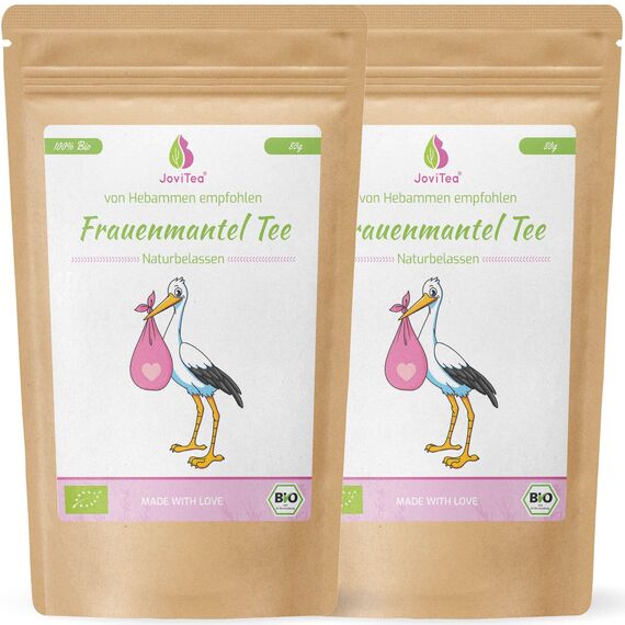 JoviTea® Frauenmanteltee BIO 2er Set + geeignet vor der Schwangerschaft + geerntet in Deutschland - 100% natürlich und ohne Zusatz von Zucker - 2x80g