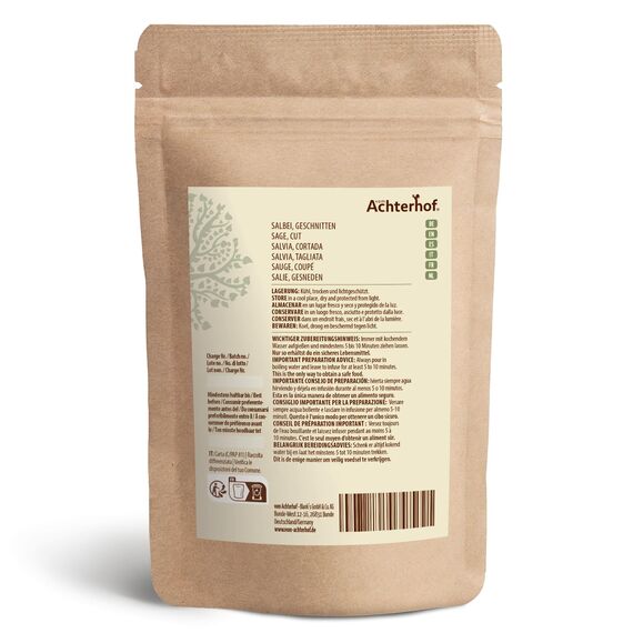 Salbei 100g | Salbeiblätter getrocknet und geschnitten | Salbeitee | Salbei-Gewürz | vom Achterhof