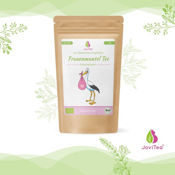 JoviTea® Frauenmanteltee BIO, geeignet vor der Schwangerschaft, wird meist in der 2. Zyklushälfte getrunken, geerntet in Deutschland, 100% natürlich und ohne Zusatz von Zucker - 80g