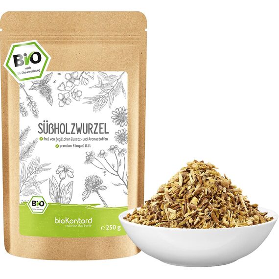 Süßholzwurzel BIO 250g | Süßholz getrocknet und geschnitten I Süßholzwurzel Tee I Lakritz Tee - 100% natürlich ohne Zusatzstoffe von bioKontor