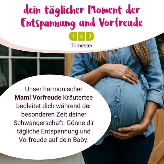 PregniVital® - Mami Vorfreude - BIO Schwangerschaftstee 1. 2. 3. Trimester - Hebammen-Kräuter für die gesamte Schwangerschaft - auch perfekt als Schwangerschafts-Geschenk - 15 Teebeutel