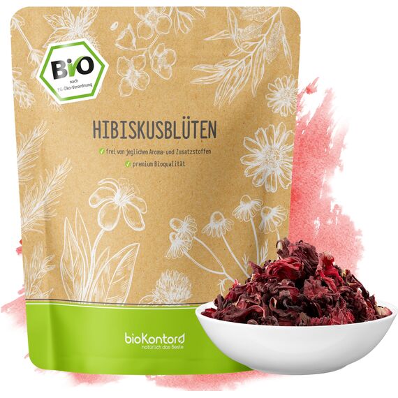 Hibiskusblüten BIO ganz und getrocknet 500g - Premium Hibiskus Tee - Hibiskusblütentee 100% natürlich aus biologischem Anbau - bioKontor