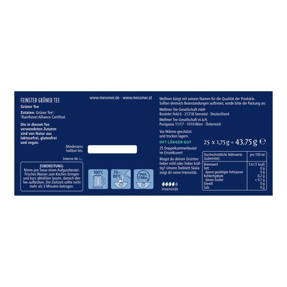 Meßmer Feinster Grüner Tee | Limited Bridgerton-Edition | 25 Teebeutel | Herb-frisch