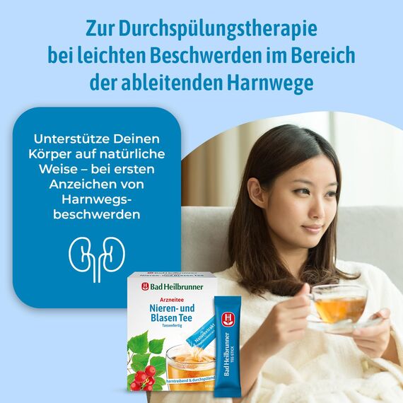 Bad Heilbrunner Nieren- & Blasen Tee im Stick - Arzneitee - Tassenfertig - Birkenblätter - bei Anzeichen einer Blasenentzündung - harntreibend - natürliche Linderung (8 x 10 Sticks)