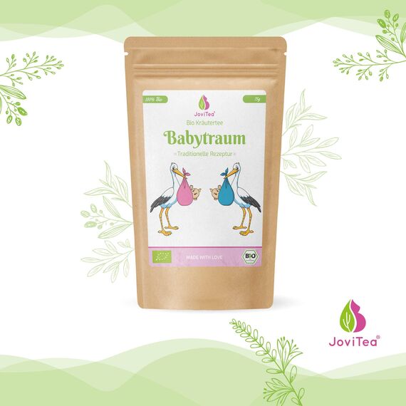 JoviTea® Babytraum Tee BIO Klapperstorch – Traditionelle Rezeptur - spezielle Kräutermischung – aus kontrolliert biologischem Anbau. 100% natürlich und ohne Zusatz von Zucker - 75g