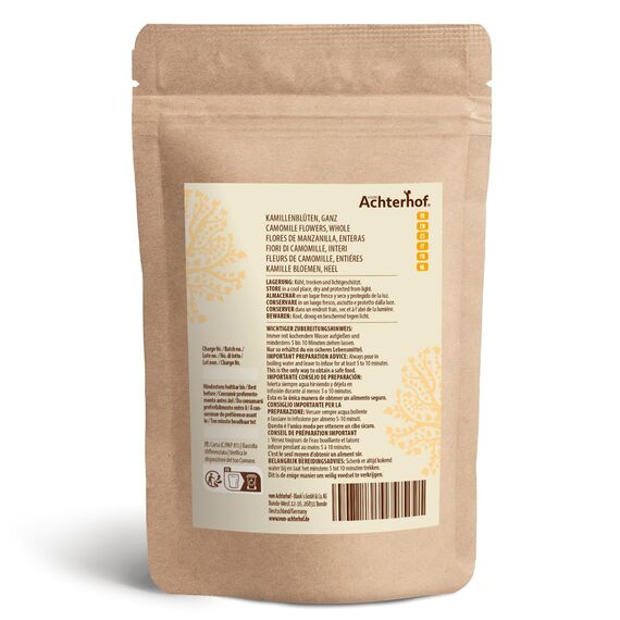 Kamillenblüten getrocknet lose 250g | ganze Kamillenblüten getrocknet | Kamillentee aus Blüten-Köpfen | 100% natürlich | leicht bitterer und milder Geschmack | vom Achterhof