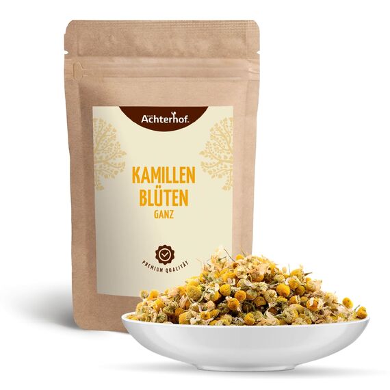 Kamillenblüten getrocknet lose 250g | ganze Kamillenblüten getrocknet | Kamillentee aus Blüten-Köpfen | 100% natürlich | leicht bitterer und milder Geschmack | vom Achterhof