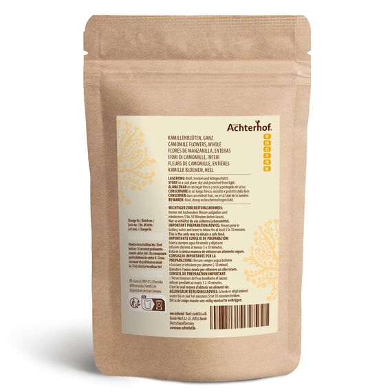 Kamillenblüten getrocknet lose 250g | ganze Kamillenblüten getrocknet | Kamillentee aus Blüten-Köpfen | 100% natürlich | leicht bitterer und milder Geschmack | vom Achterhof
