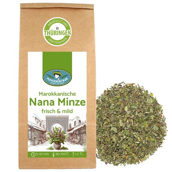 Nana Minze Tee 500g - Aromastarke Marokkanische Minze aus nachhatligem Anbau I Spearmint, Krauseminze I PeppermintMan