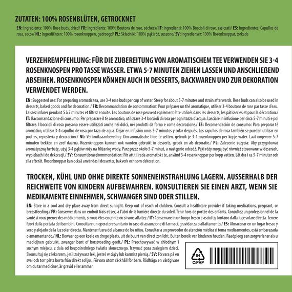 Alpi Nature Rosenblüten getrocknet 100g, Rosenblüten Tee, Rosentee, ganze Rosenknospen getrocknet, Rosen Tee lose