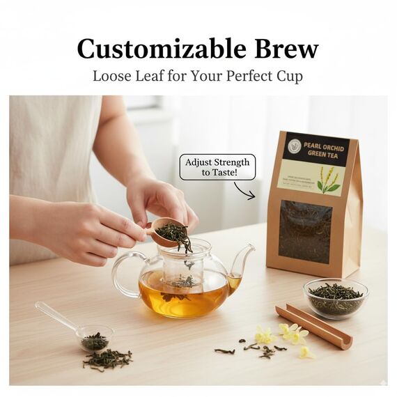 HANFANGLING Grüner Tee mit Perlenorchidee, Grüner Tee, Chinesischer Tee, Natürliches Loses Blatt, Geschenk Tee, Baut Angst und Stress Ab, Fördert die Verdauung und Frischer Atem, Geschenktee
