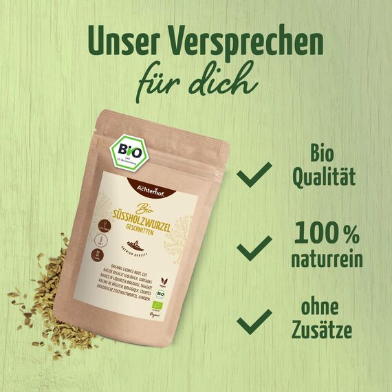 Süßholzwurzel Tee BIO (250g) | Süßholzwurzeltee | Süßholz-Wurzel getrocknet geschnitten enthält Lakritz | vom Achterhof