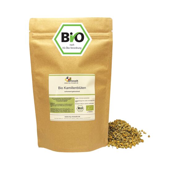Kamillentee Bio 100g - ganze Kamillenblüten getrocknet - Hochwertigste Bio-Kamillenblüten - abgefüllt und kontrolliert in Deutschland (100g)