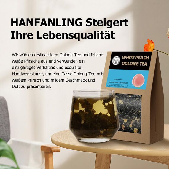 HANFANGLING Weißer Pfirsich-Oolong-Tee und Erdbeer-Schwarztee, Natürlicher Loser Blatttee, ie Wahl Für Ein Schönes Leben, Geschenktee (Weißer Pfirsich-Oolong-Tee + Erdbeer-Schwarztee)