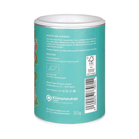 MABYEN Bio Himbeerblättertee 30 g | Schwangerschaft - Geburtsvorbereitung - Naturbelassen - 100% Bio-Qualität