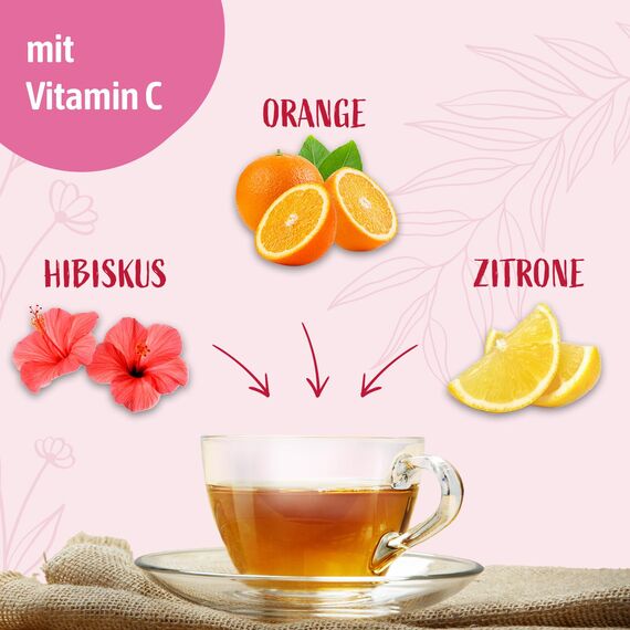 Bad Heilbrunner Abwehr Aktiv Kräutertee – Mit Vitamin C zur Unterstützung des Immunsystems, Hibiskus, Orangenblättern und Zitronengras (5 x 20 Filterbeutel)