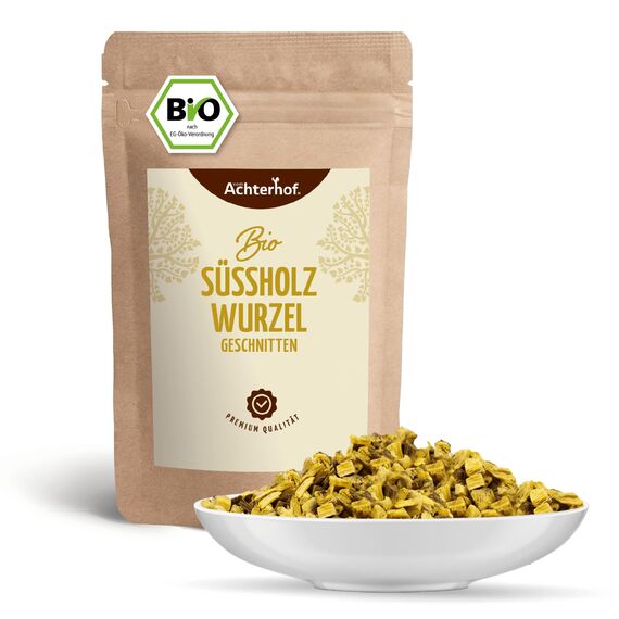 Süßholzwurzel Tee BIO (250g) | Süßholzwurzeltee | Süßholz-Wurzel getrocknet geschnitten enthält Lakritz | vom Achterhof